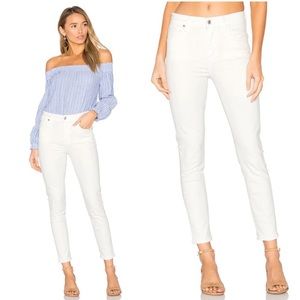Agolde High Rise Skinny Crop, white, size 27